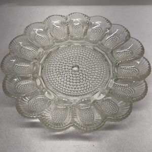 Unbranded Deviled Egg Platter Unisex 11in Clear‎ Excellent Vintage Mid-Century